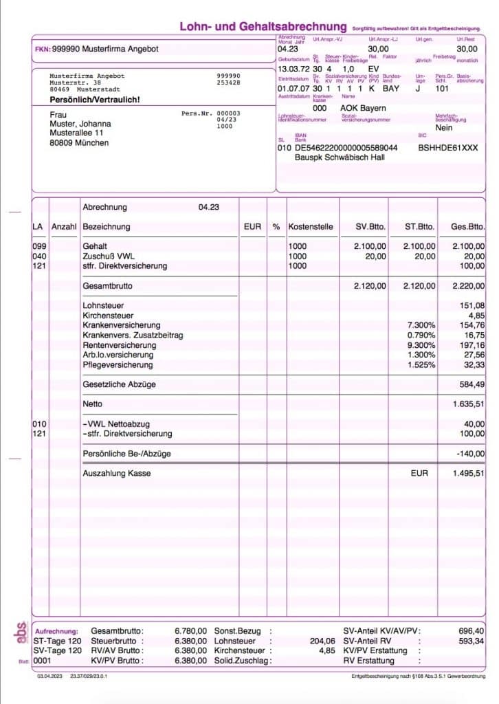 Lohnabrechnung & Gehaltsabrechnung 2023 - A.b.s. Rechenzentrum